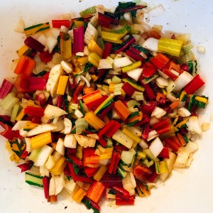 Chopped Stems from Rainbow Swiss Chard